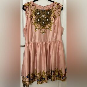 Joe Fresh Pink Dress with Gold and Blue Embellishments